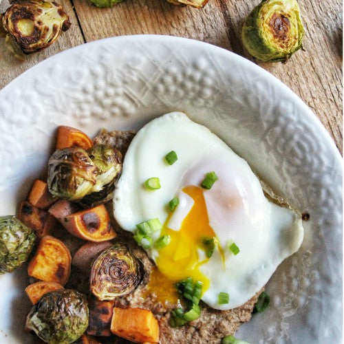 savory oatmeal recipe - brussels and sweet potato hot cereal