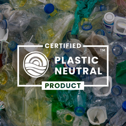 Plastic Neutral Certification over the plastic bottles