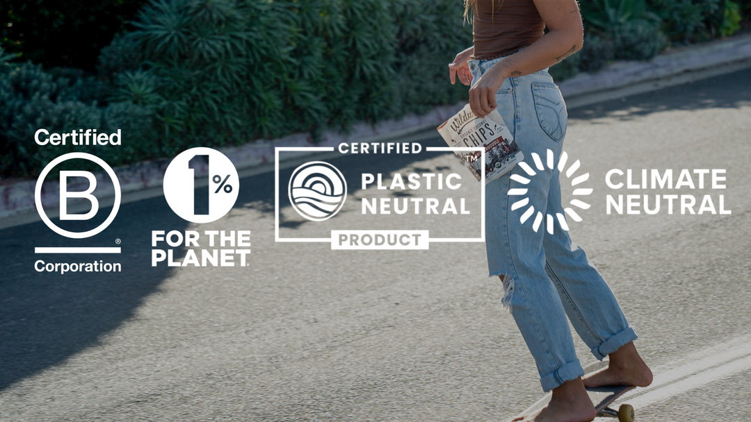 Image of girl skateboarding with the B Corp, 1% For the Planet, Plastic Neutral, and Climate Neutral certifications