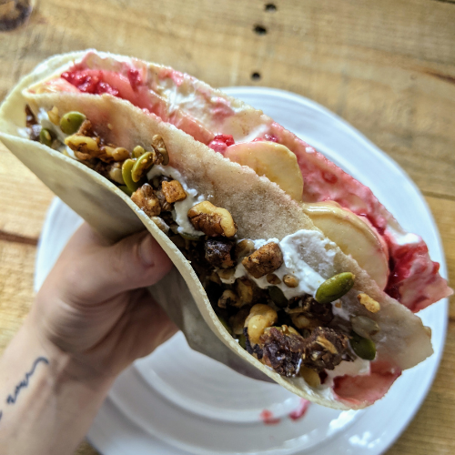 healthy sweet folded tortilla wrap