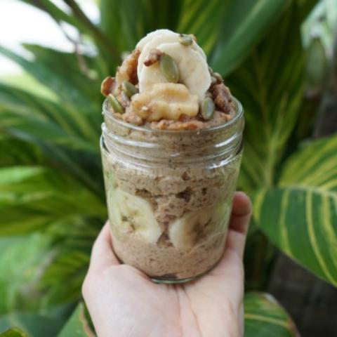 grain-free blueberry banana hot cereal parfait