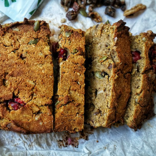 paleo cranberry pumpkin loaf