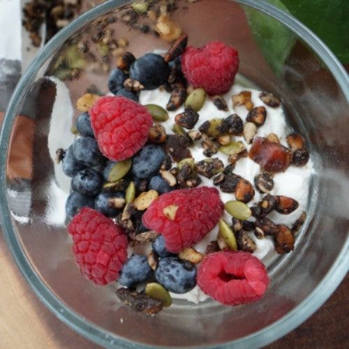 grain-free espresso granola yogurt bowl