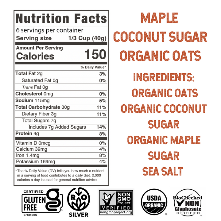 Organic Planet Friendly Oats- Maple Coconut Sugar