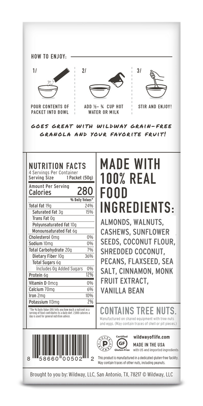 Grain-free Instant Keto Hot Cereal: Cinnamon Roll, 7oz